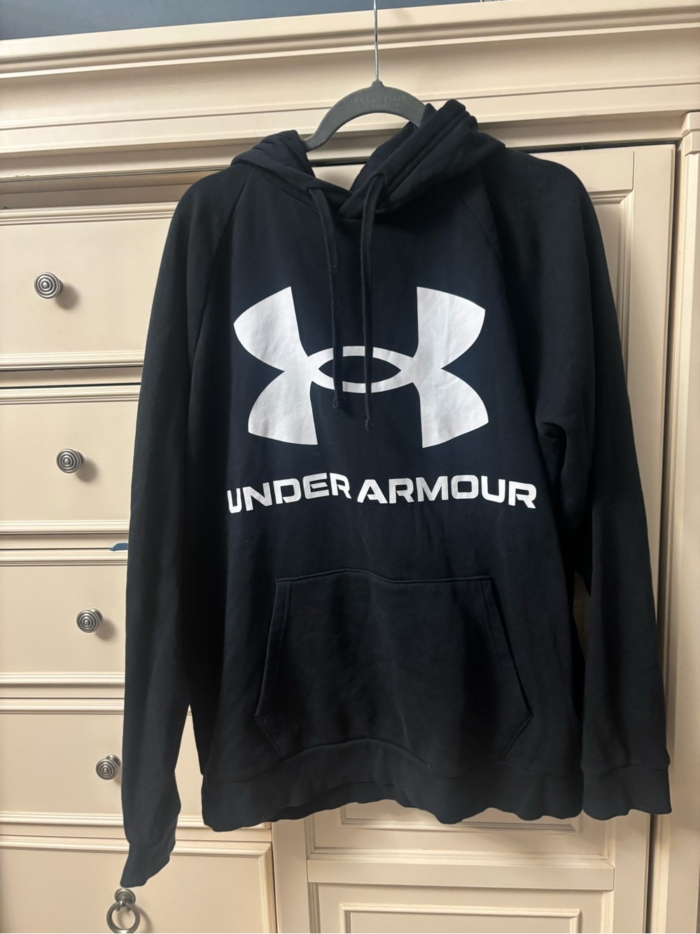 Under Armour Black Hoodie with White Logo Crewneck Sweatshirt